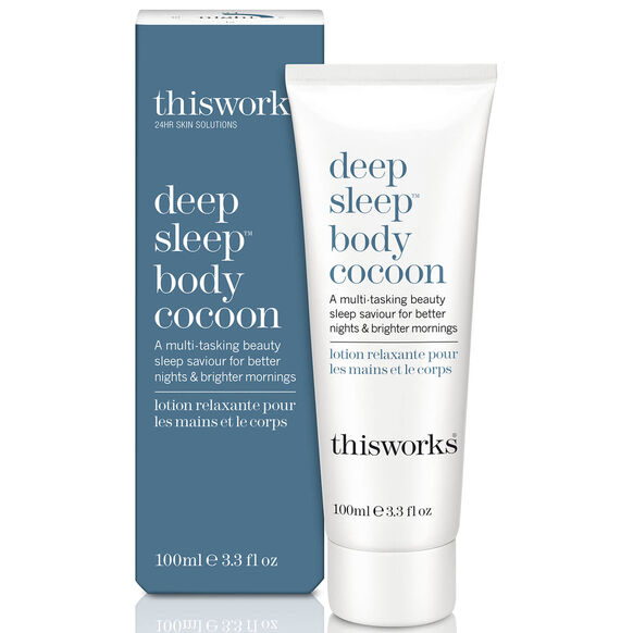 thisworks deep sleep body cocoon lotion and packaging on a white background