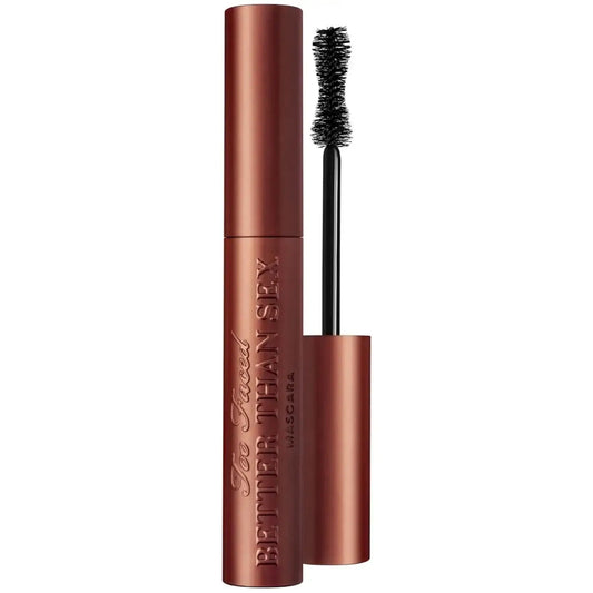 Too Faced Better Than Sex Mascara in chocolate shade, 8ml, delivering volume and curl for stunning lashes.