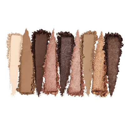 Set of Too Faced  eyeshadow swatches in various neutral colors on a white background
