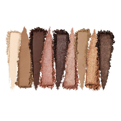 Set of Too Faced  eyeshadow swatches in various neutral colors on a white background