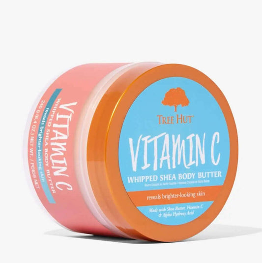 TREE HUT Vitamin C Whipped Body Butter 240g, lightweight body butter for hydrated, brighter-looking skin.