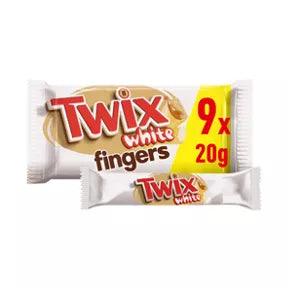 Twix Caramel & White Chocolate Fingers Biscuit Snack Bars Multipack 9 x 20g suitable for vegetarians