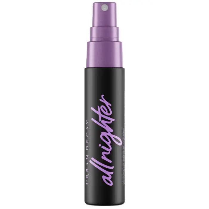 Urban Decay Makeup spray bottle with 'allnighter' text on a white background