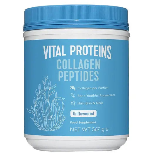 Vital Proteins Unflavoured Collagen Peptides powder for healthy skin, hair, and nails, 567g package.