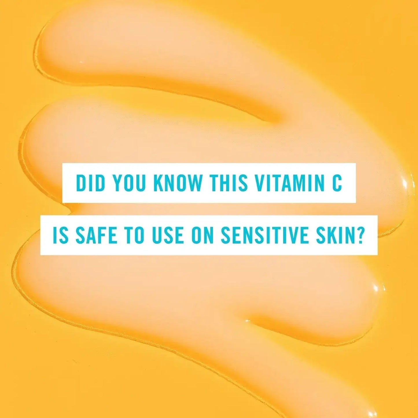 First Aid Beauty Vitamin C serum on yellow background, highlighting its suitability for sensitive skin.