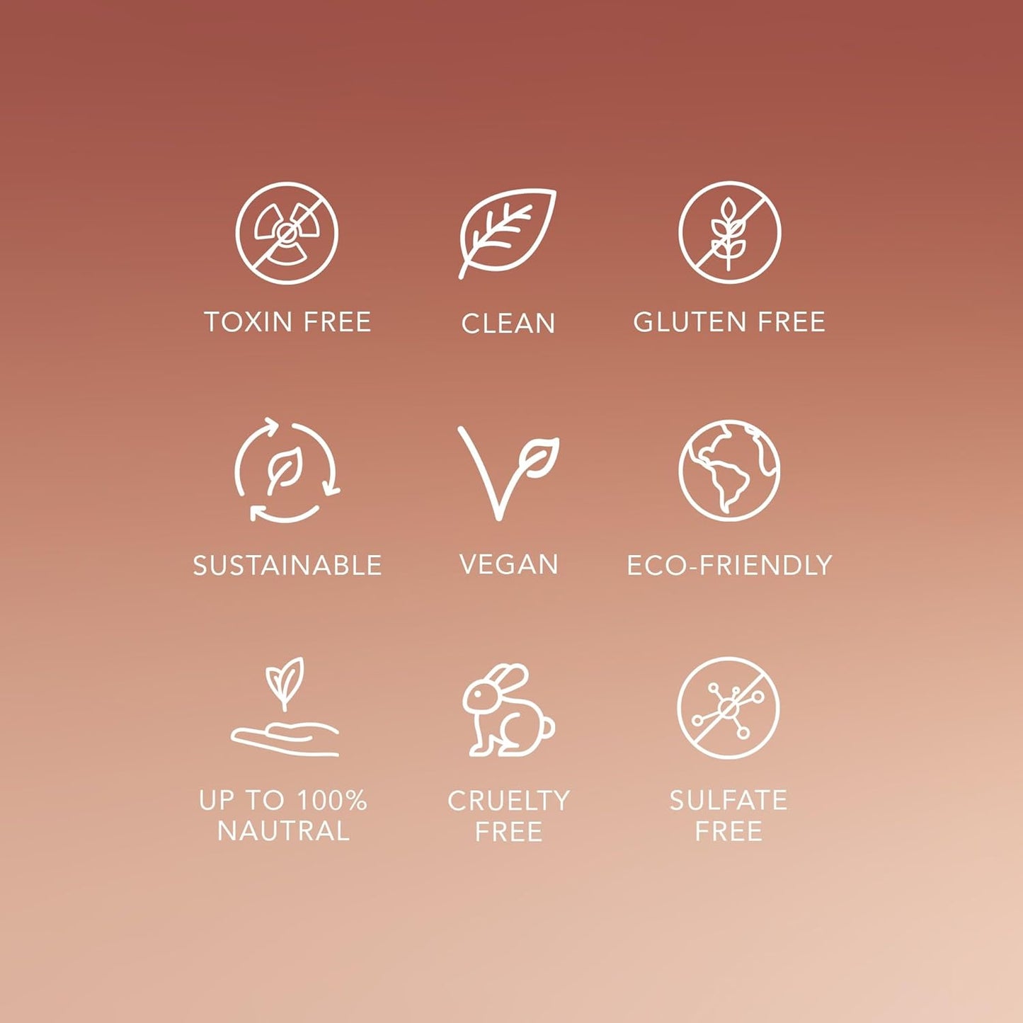 Set of icons representing various We Are Paradoxx product attributes on a gradient brown background