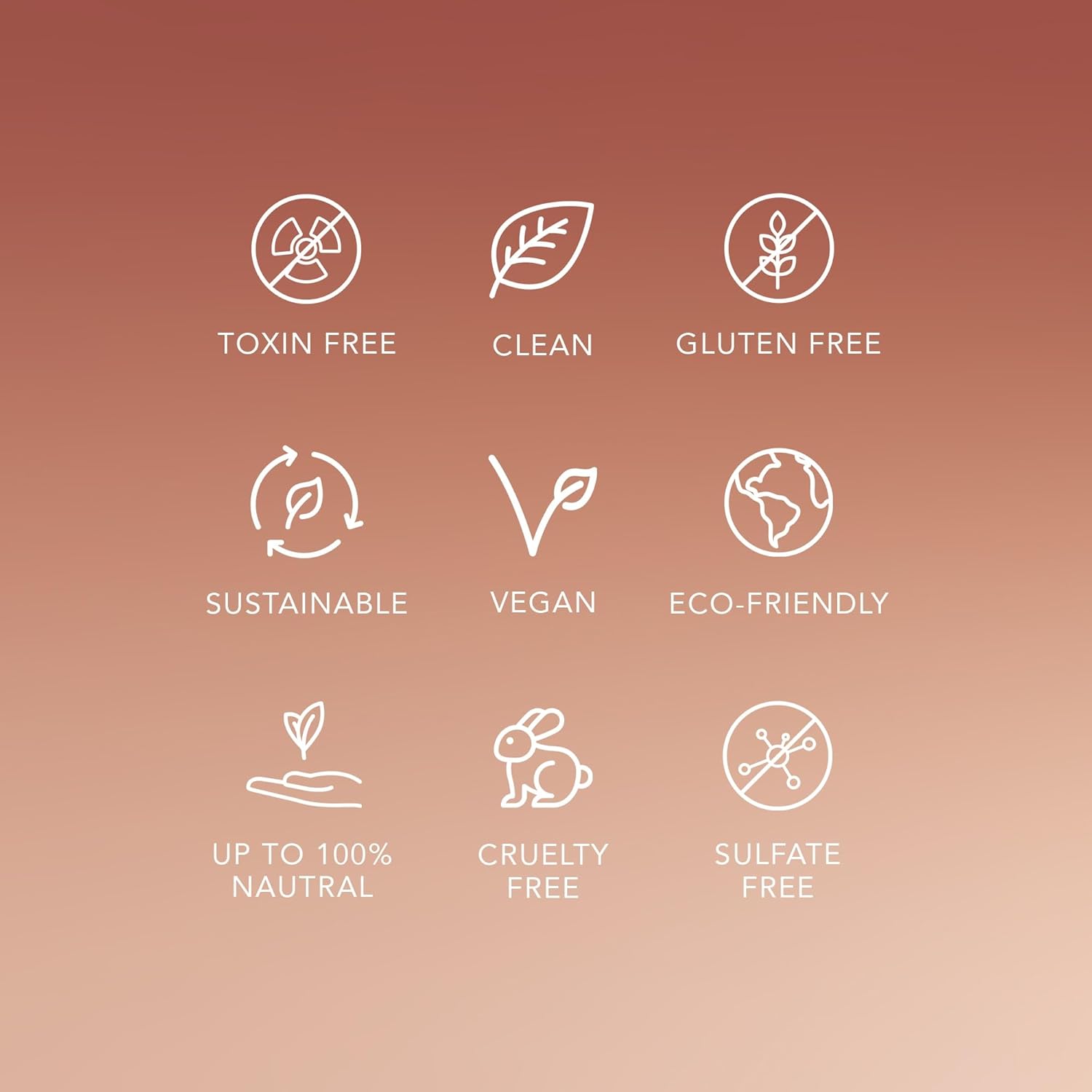 Set of icons representing various We Are Paradoxx product attributes on a gradient brown background