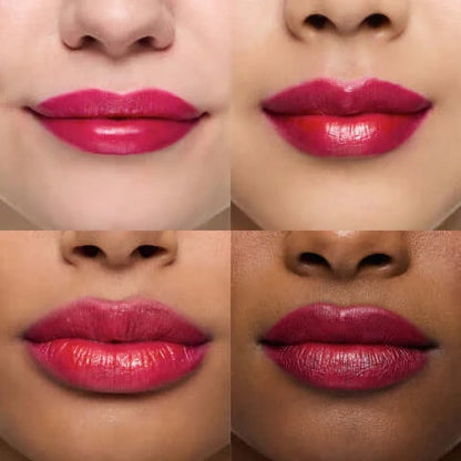 Collage of four lips showcasing different shades of Wonderskin Wonder Blading Lip Stain Masque for vibrant colors.