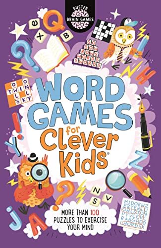 Cover of 'Word Games for Clever Kids', featuring fun puzzles to boost vocabulary and cognitive skills.