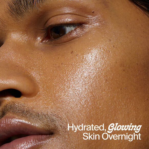 Close-up of hydrated, glowing skin showcasing the results of Youth To The People Superberry Dream Mask overnight treatment.