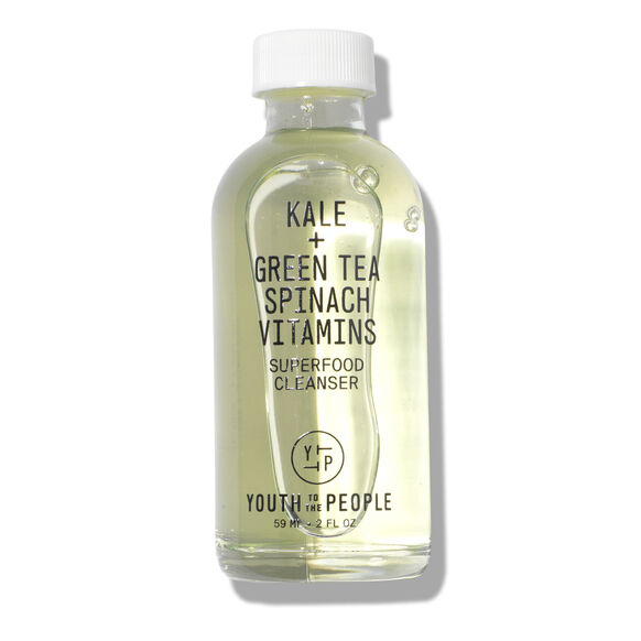 Bottle of Youth To The People 'Kale + Green Tea Spinach Vitamins' superfood cleanser by Youth to the People on a white background