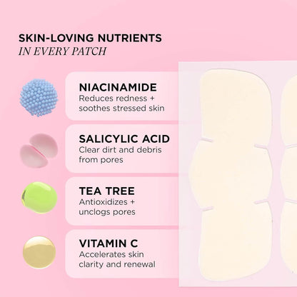 ZITSTICKA Skincare patch with ingredients on a pink background