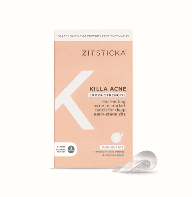 ZITSTICKA KILLA ACNE Extra Strength patch box with 2% Salicylic Acid for fast-acting acne treatment.