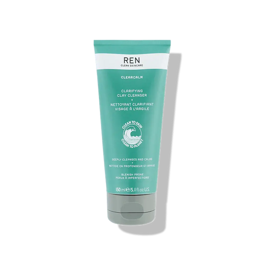 REN Clean Skincare Clarifying Clay Cleanser 150ml, gentle clay cleanser for blemish-prone skin, deeply cleanses without irritation.