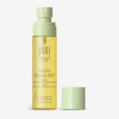 PIXI Vitamin Wakeup Mist 80ml in a spray bottle, energizing toner with orange blossom water and citrus extracts.