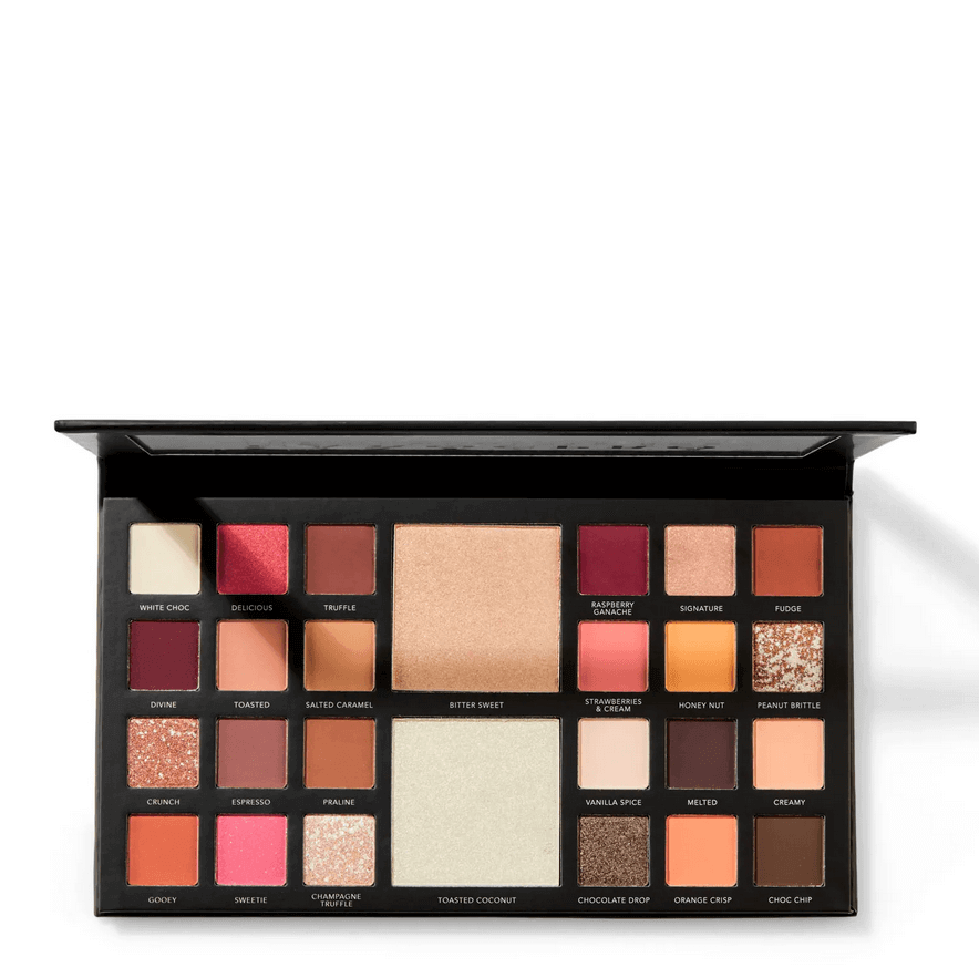 LaRoc Cosmetics The Chocolate Box Palette featuring 18 creamy chocolate hues and two high beam highlights.