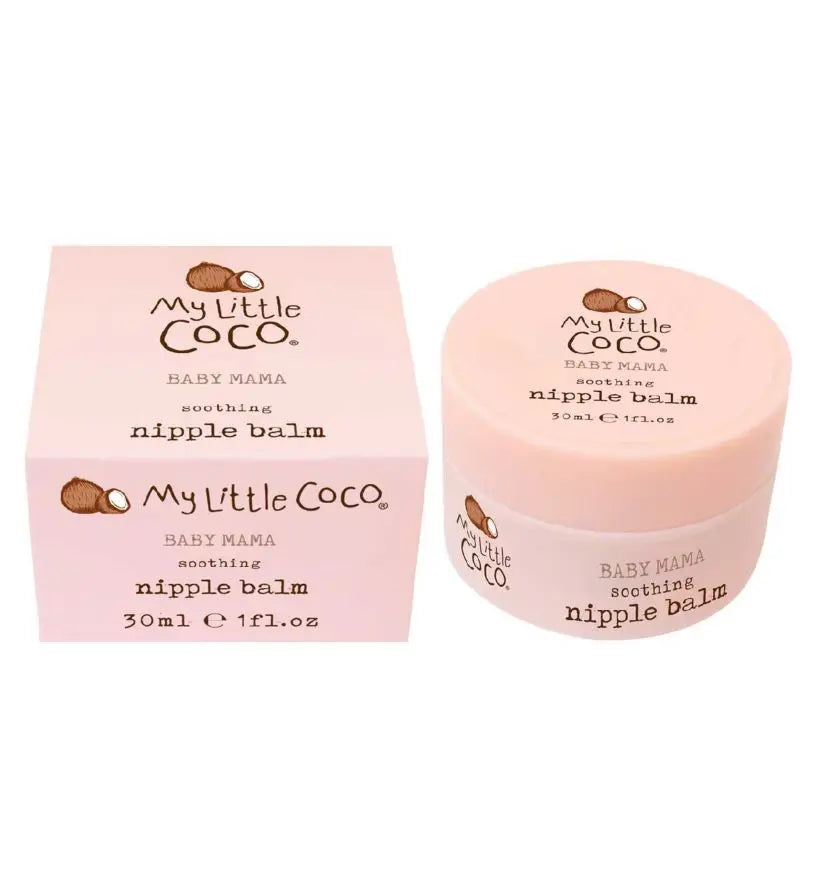 My Little Coco Baby Mama soothing nipple balm 30ml in a pink jar and box, made with organic coconut oil for hydration.