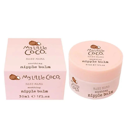 My Little Coco Baby Mama soothing nipple balm 30ml in a pink jar and box, made with organic coconut oil for hydration.