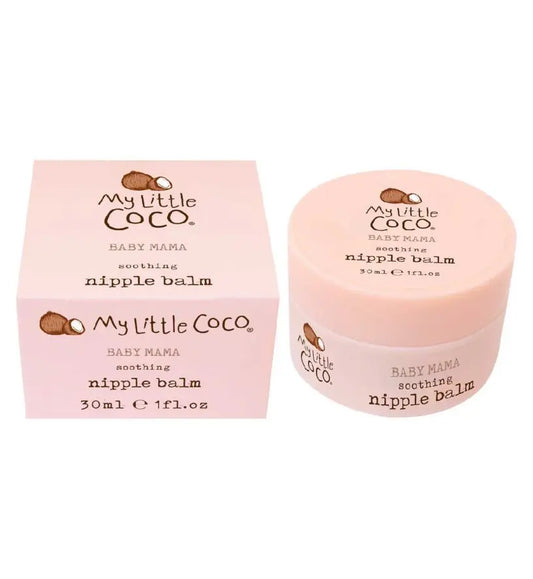 My Little Coco Baby Mama soothing nipple balm 30ml in a pink jar and box, made with organic coconut oil for hydration.