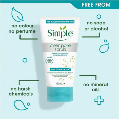 Simple Daily Skin Detox Clear Pore Scrub 150ml LYBC