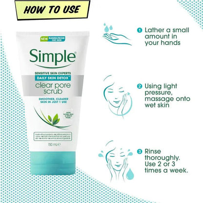 Simple Daily Skin Detox Clear Pore Scrub 150ml LYBC