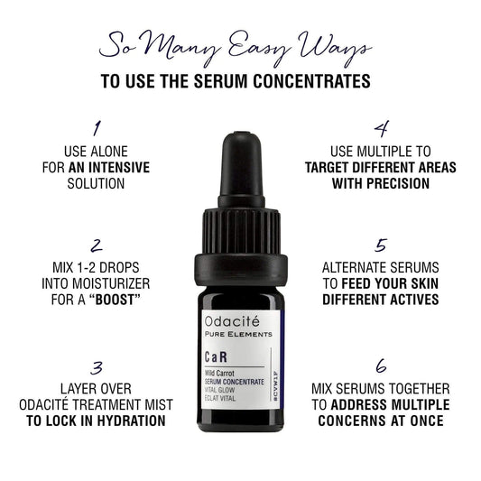 Odacité CaR Wild Carrot Serum Concentrate uses and application tips for glowing skin.