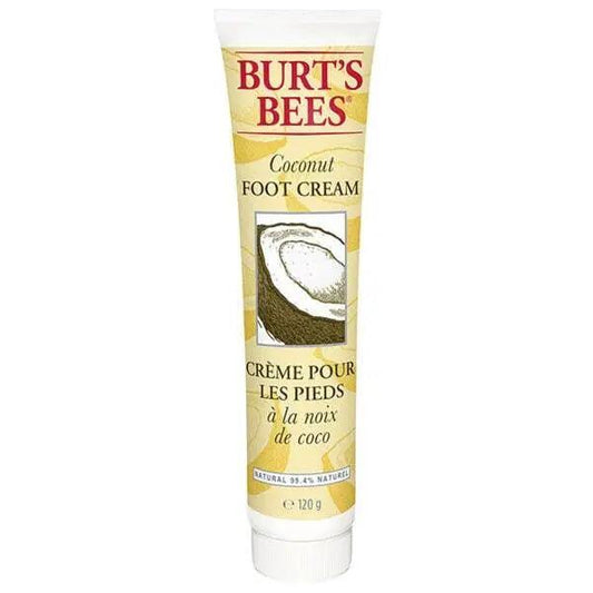 Burt’s Bees Coconut Foot Cream 120g tube for nourishing and soothing dry, cracked feet with natural oils and extracts.