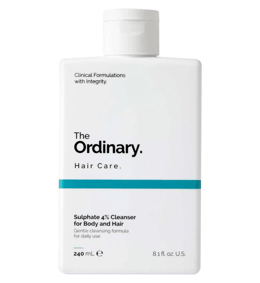 The Ordinary 4% Sulphate Cleanser for Body and Hair, 240ml bottle, gentle cleansing formula for daily use.