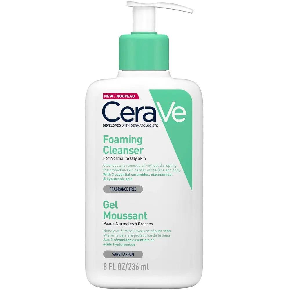CeraVe Foaming Cleanser for normal to oily skin 236ml, fragrance-free gel formula, developed with dermatologists.
