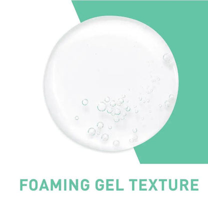 CeraVe Foaming Cleanser gel texture with bubbles demonstrating gentle cleansing properties.