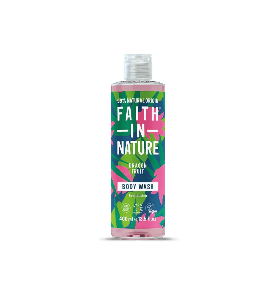 Faith in Nature Dragon Fruit Body Wash 400ml, cruelty-free, naturally derived ingredients, fruity aroma.