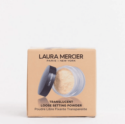 Laura Mercier Travel Size Translucent Setting Powder in Honey, 9.3g, award-winning loose powder for a soft matte finish.