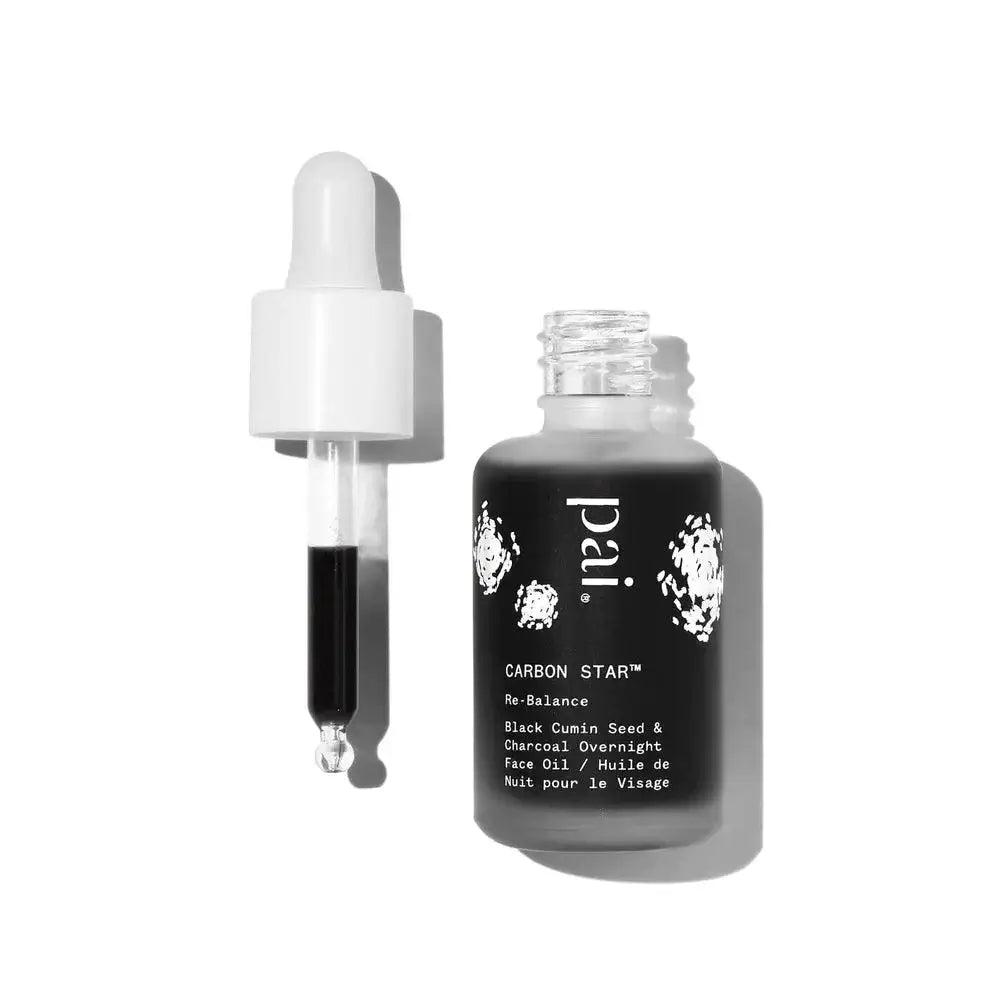 Pai Skincare Carbon Star Detoxifying Overnight Face Oil 10ml with dropper, perfect for smoother skin overnight.