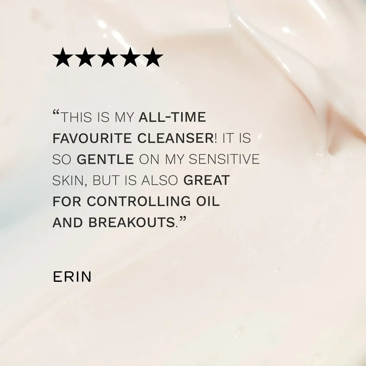 Customer review of REN Clean Skincare Clarifying Clay Cleanser praising its gentleness and effectiveness on sensitive skin.