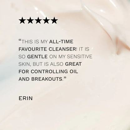 Customer review of REN Clean Skincare Clarifying Clay Cleanser praising its gentleness and effectiveness on sensitive skin.