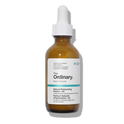The Ordinary Natural Moisturizing Factors + HA for Scalp 60ml, hydrating scalp treatment serum in a dropper bottle.