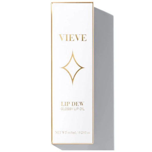 VIEVE Lip Dew glossy lip oil packaging showcasing elegant design and branding, perfect for enhancing lips.