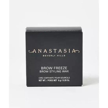 Anastasia Beverly Hills Brow Freeze Brow Styling Wax packaging for bold, sculpted eyebrows in 8g size.