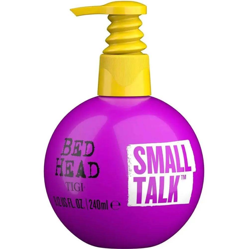 Bed Head by Tigi Small Talk Hair Volume Styling Cream 240ml in a vibrant purple packaging for fine hair volume.