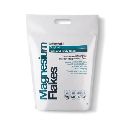 BetterYou Pure Magnesium Bath Flakes 250g for ultimate relaxation and relief of tired muscles.