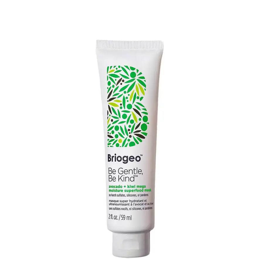 Briogeo Be Gentle, Be Kind Avocado + Kiwi Mega Moisture Superfood Mask 59ml tube for nourishing and hydrating hair.