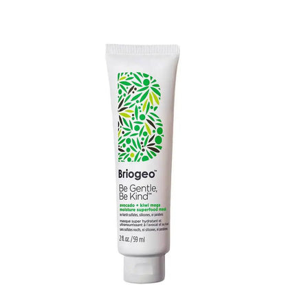 Briogeo Be Gentle, Be Kind Avocado + Kiwi Mega Moisture Superfood Mask 59ml tube for nourishing and hydrating hair.