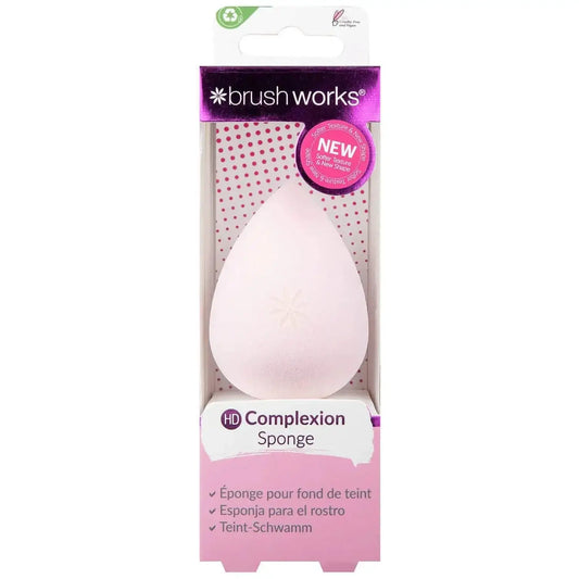 Brushworks Complexion Sponge packaging showcasing a high-quality hydrophilic makeup sponge for flawless application.