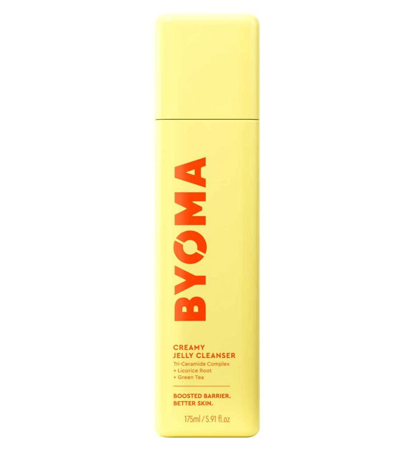 Byoma Creamy Jelly Cleanser 175ml, hydrating jelly face wash with Tri-Ceramide Complex, licorice root, and green tea.