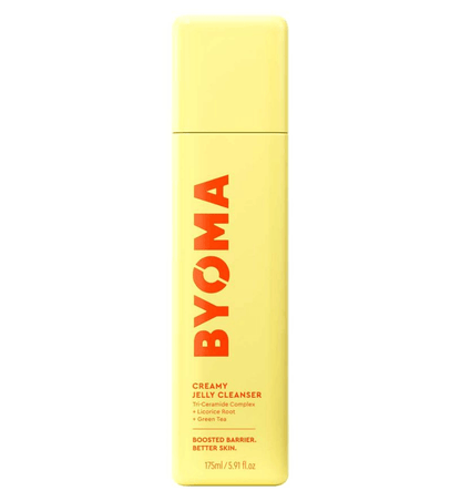 Byoma Creamy Jelly Cleanser 175ml, hydrating jelly face wash with Tri-Ceramide Complex, licorice root, and green tea.