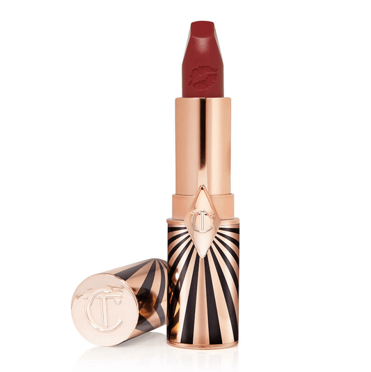 Charlotte Tilbury Hot Lips 2 Viva Le Vergara lipstick, 3.5g, soft-wine shade in stylish packaging.