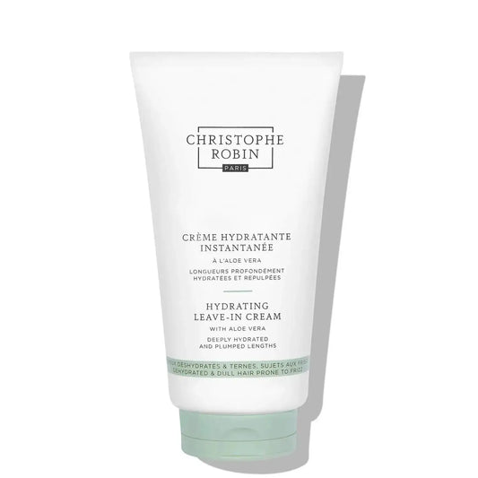 CHRISTOPHE ROBIN Hydrating Leave-in Cream with Aloe Vera 150ml for deeply hydrated, smooth, and shiny hair.