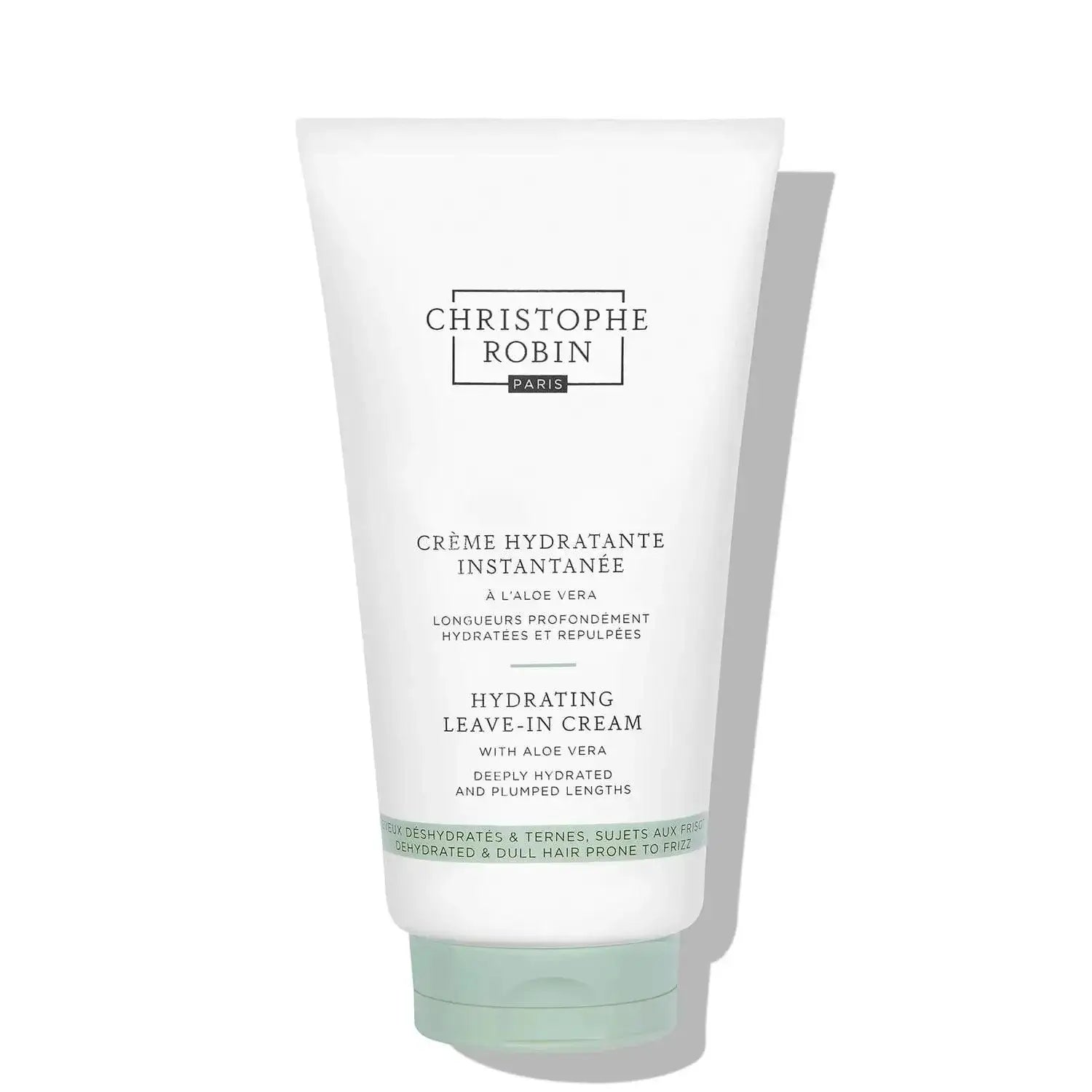 CHRISTOPHE ROBIN Hydrating Leave-in Cream with Aloe Vera 150ml for deeply hydrated, smooth, and shiny hair.