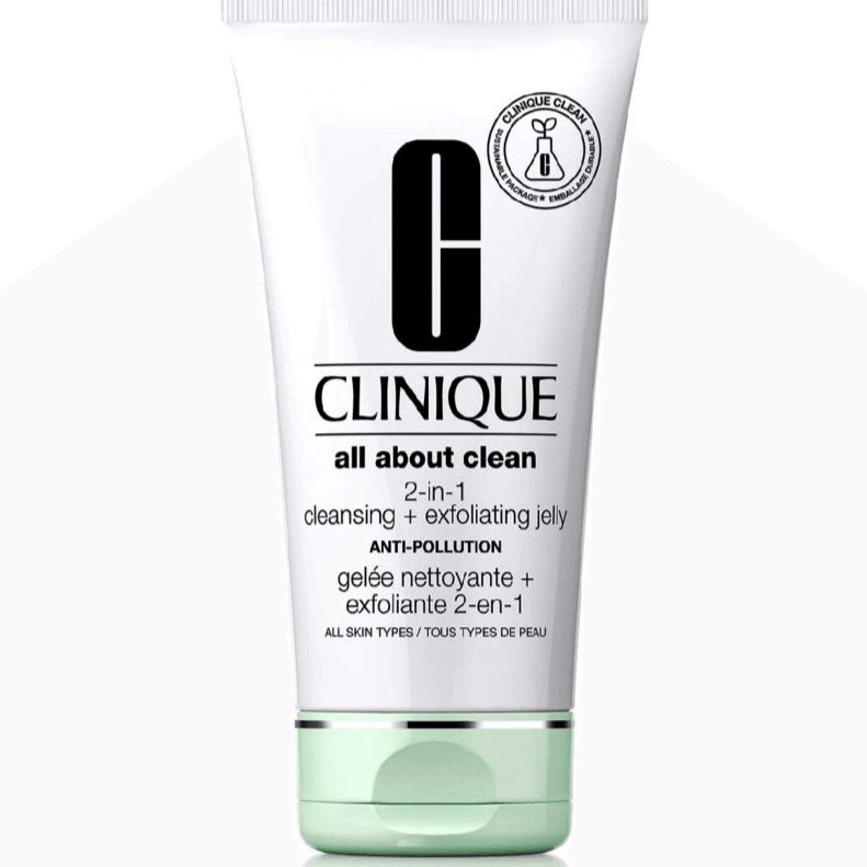 CLINIQUE All About Clean 2-in-1 Cleansing & Exfoliating Jelly 150ml, suitable for all skin types, deep cleansing jelly.