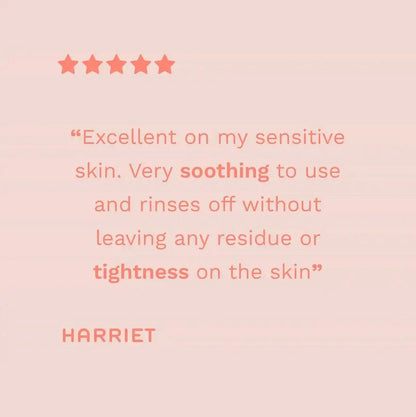 Ren Customer review highlighting the soothing effect of a skincare product for sensitive skin.